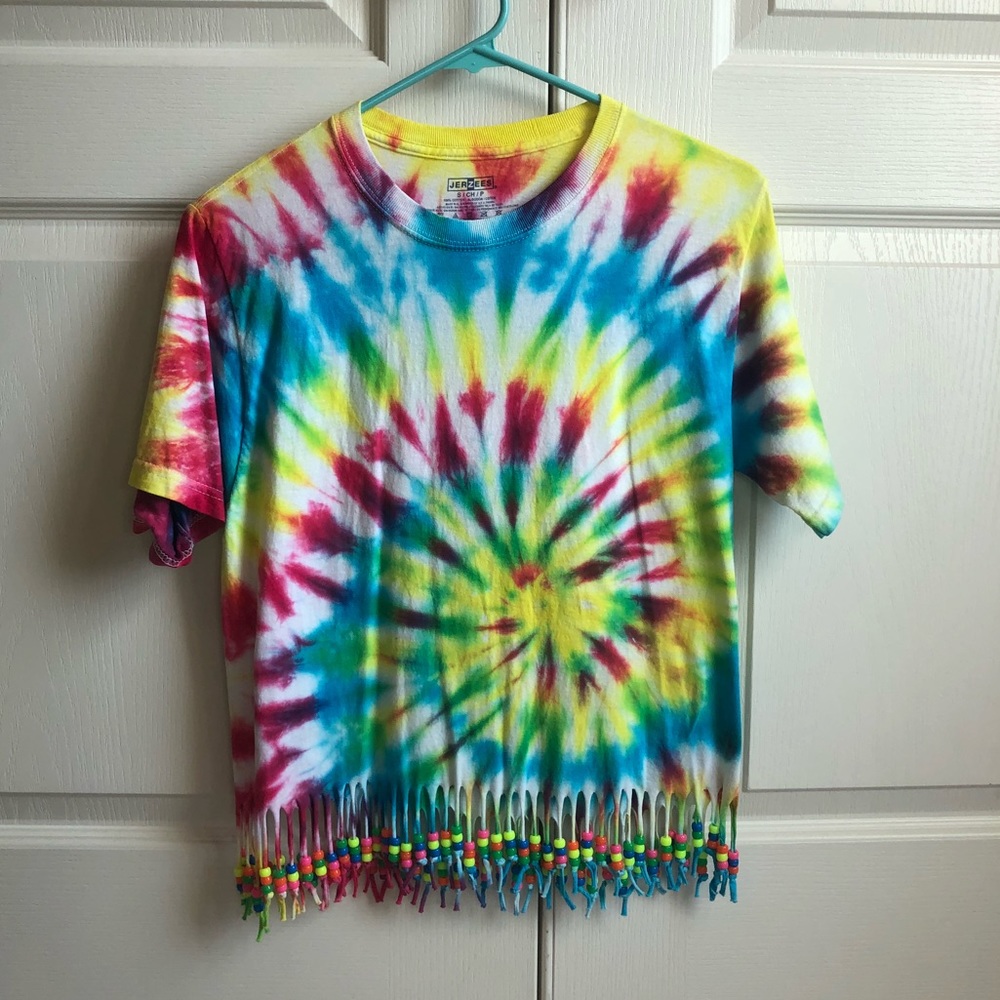 Tie dye shirt with beads